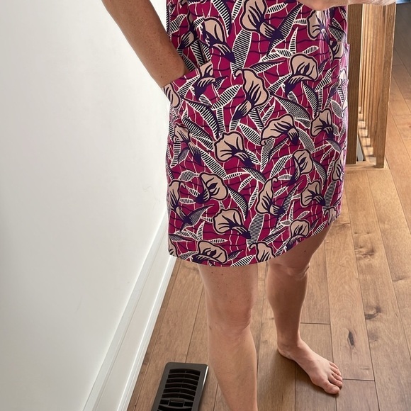 Club Monaco Floral Mini Dress Sleeveless Knit Crochet Collar Silk Pink 00 - Picture 9 of 13